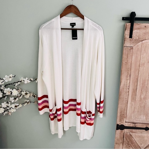 Torrid Striped Varsity Open Cardigan NWT Size 4X - Picture 2 of 4